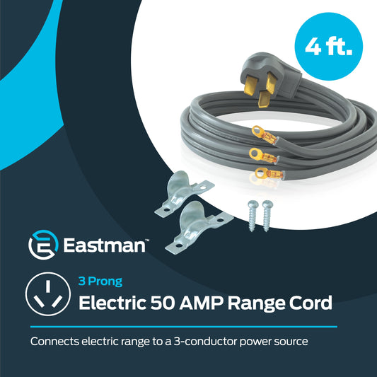 Eastman Feet Electric Dryer Cord, 50 Amps 3-Prong Wire, 61241
