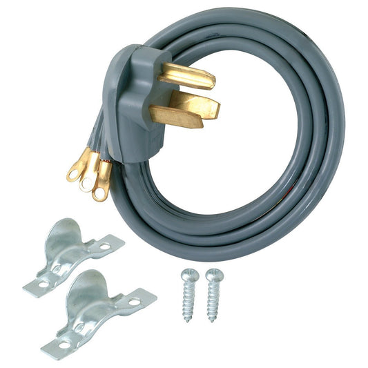 Eastman 61249 3-Prong Electric Dryer Cord, 30 Amps, 4 Ft Length, Grey